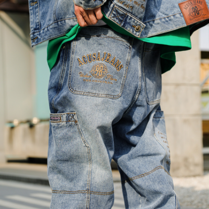 EMBROIDERED DENIM PANTS I-0131