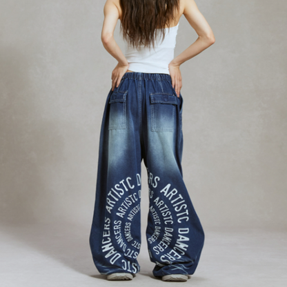 EMBROIDERED WIDE LEG DANCE PANTS I-0144