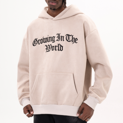 AMERICAN LOGO EMBROIDERED SUEDE HOODIE I-0043