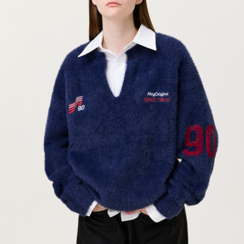 BLUE FAUX MINK SWEATER I-0073