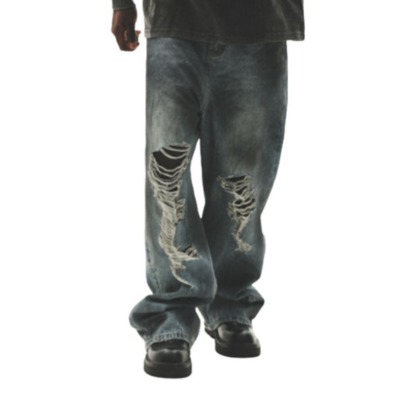 DISTRESSED LOOSE JEANS I-0014