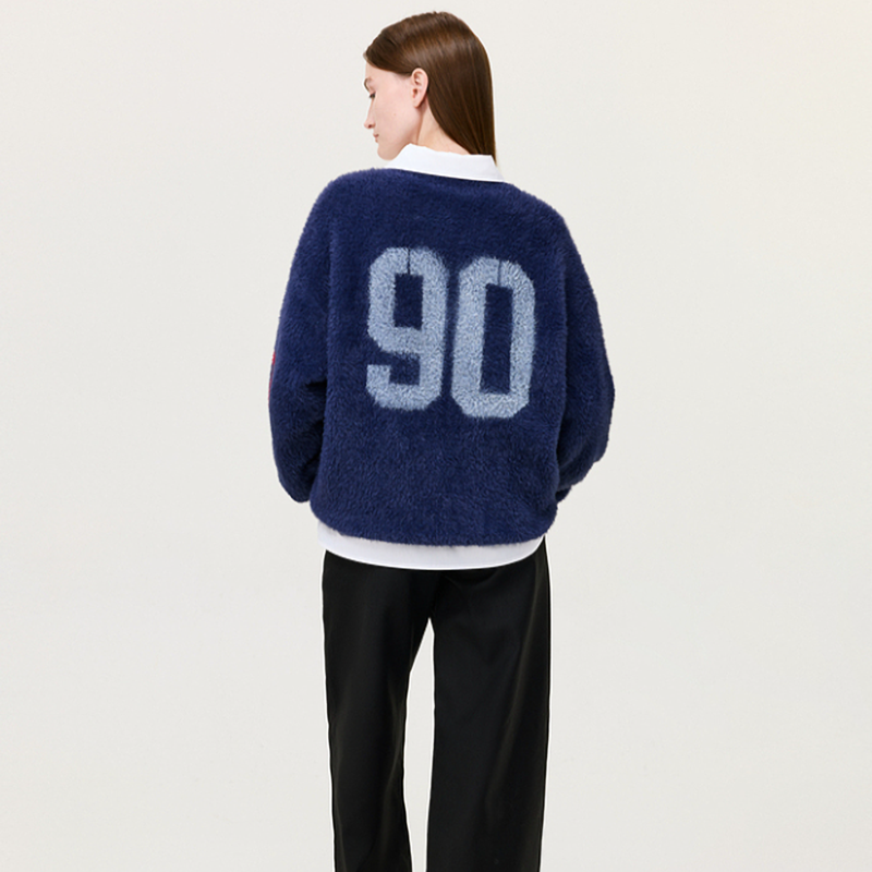 BLUE FAUX MINK SWEATER I-0073