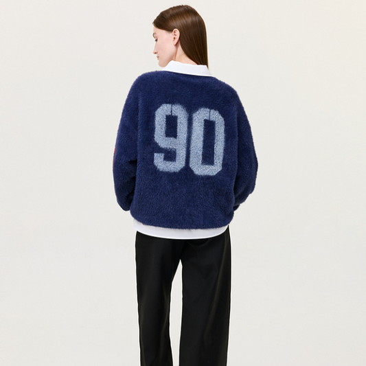 BLUE FAUX MINK SWEATER I-0073