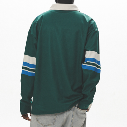 COLOR BLOCK LONG SLEEVE POLO I-0005