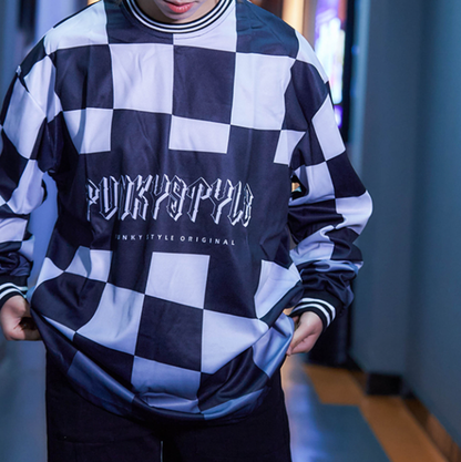 PLAID HIP-HOP LONG SLEEVE TEE I-0118