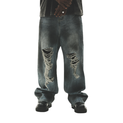 DISTRESSED LOOSE JEANS I-0014