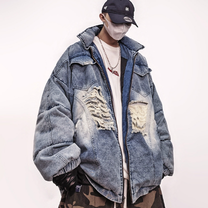 HIP-HOP DENIM DOWN JACKET I-0197