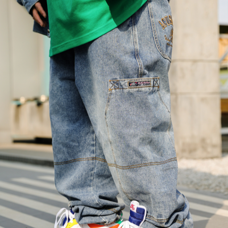 EMBROIDERED DENIM PANTS I-0131