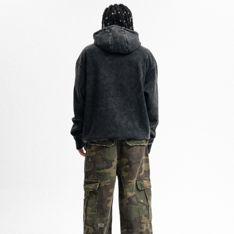 VINTAGE VELVET HOODED SWEATSHIRT I-0156