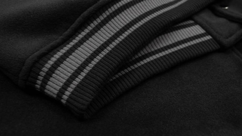 EMBROIDERED BLACK BASEBALL JACKET I-0057