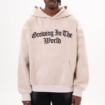 AMERICAN LOGO EMBROIDERED SUEDE HOODIE I-0043