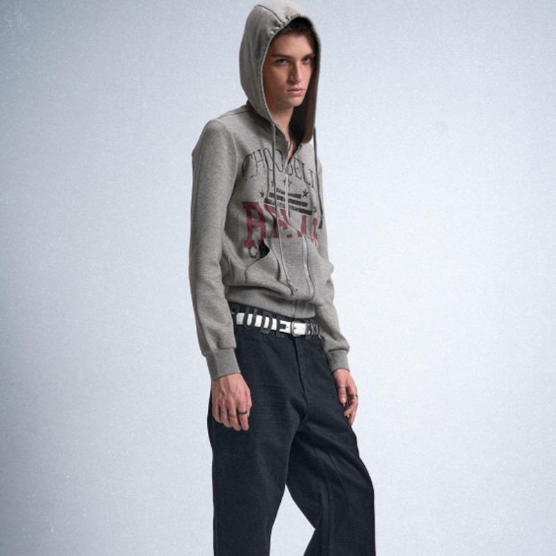 DISTRESSED FLORAL HOODIE SWEATSHIRT I-0063