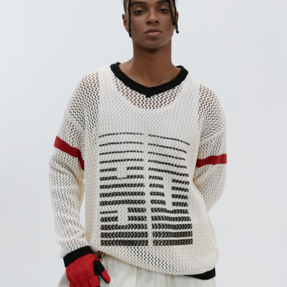 VINTAGE V-NECK KNIT SHIRT I-0069