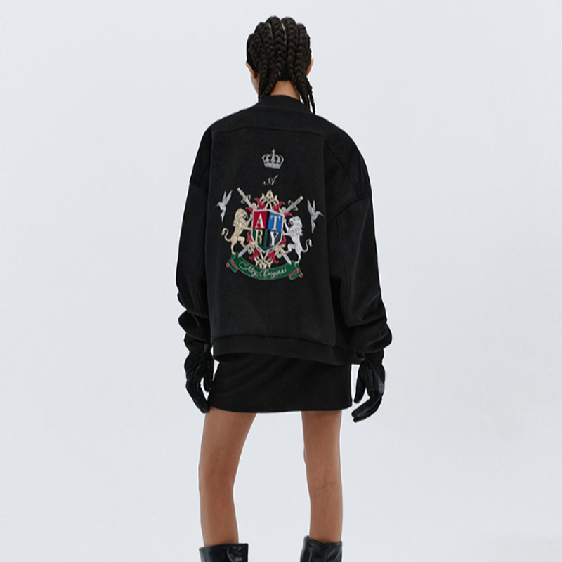 RETRO EMBROIDERED BASEBALL JACKET I-0075