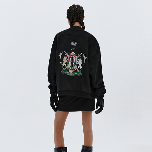 RETRO EMBROIDERED BASEBALL JACKET I-0075