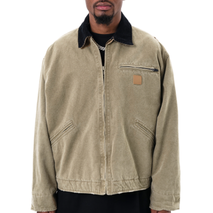 VINTAGE PLUSH LAPEL DENIM JACKET I-0045