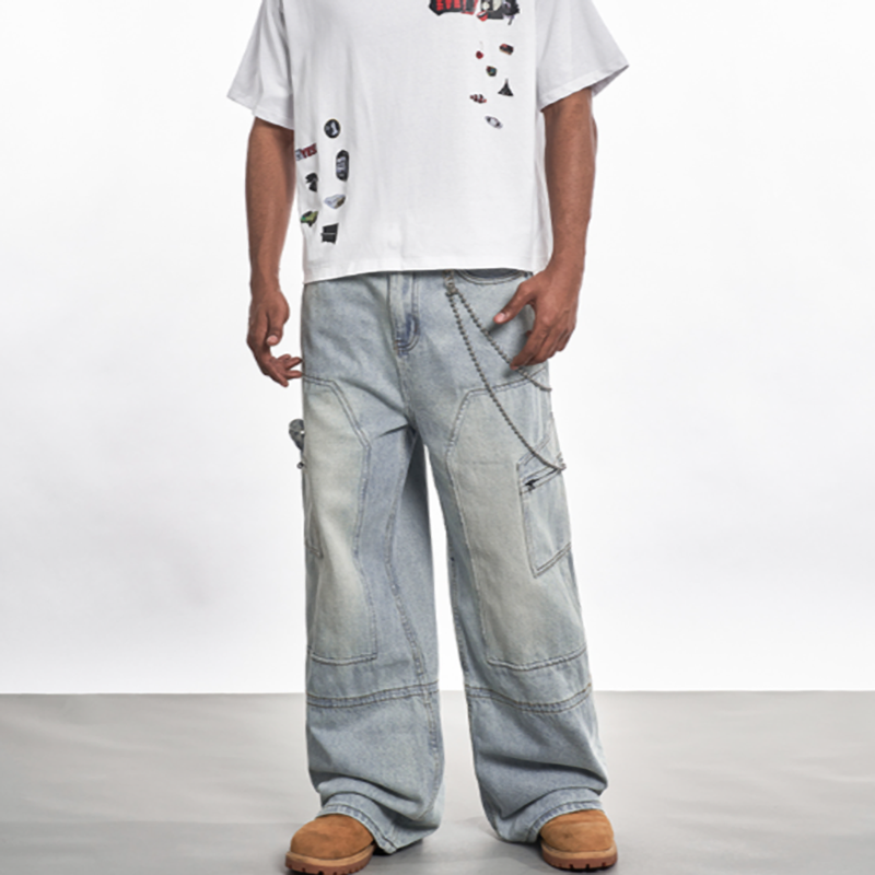 VINTAGE WIDE-LEG DENIM PANTS I-0042