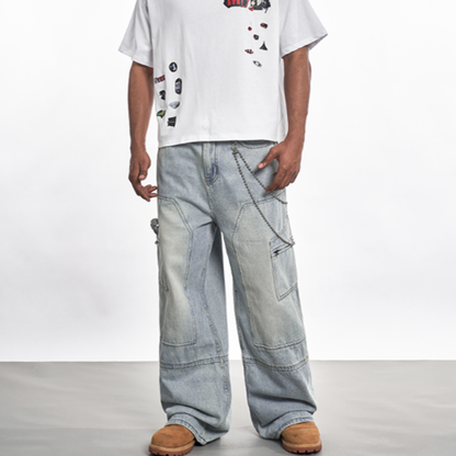 VINTAGE WIDE-LEG DENIM PANTS I-0042