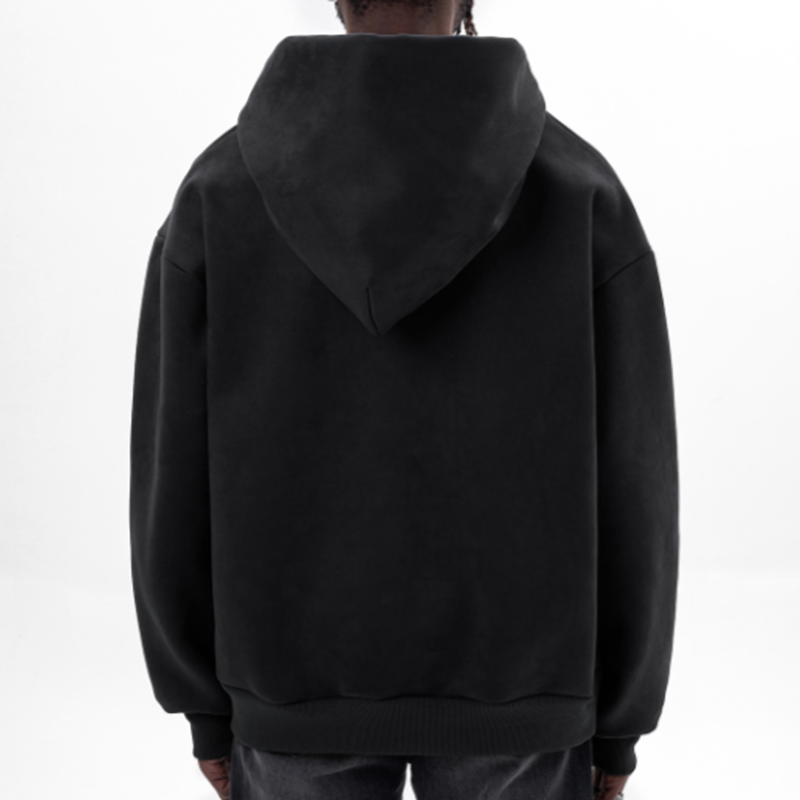 RETRO SUEDE HOODED SWEATSHIRT I-0044