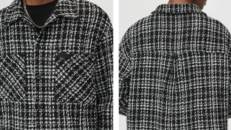 PLAID LEATHER SHIRT JACKET I-0086