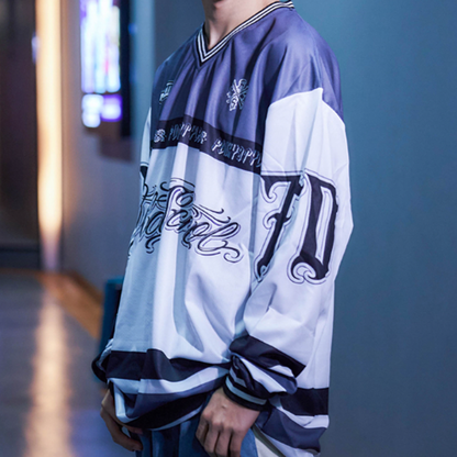 FUNKY HIP-HOP RUGBY LONG SLEEVE TEE I-0110