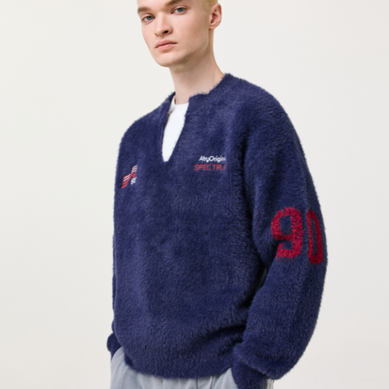 BLUE FAUX MINK SWEATER I-0073