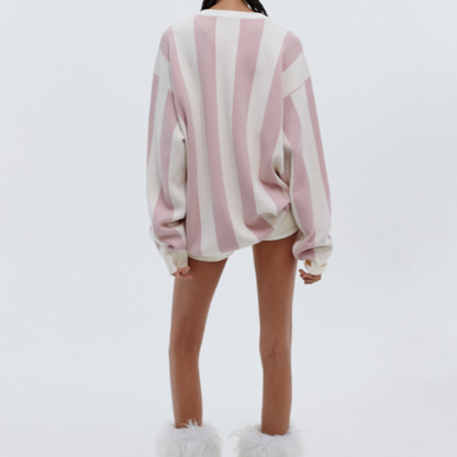 RETRO STRIPED PULLOVER TOP I-0095