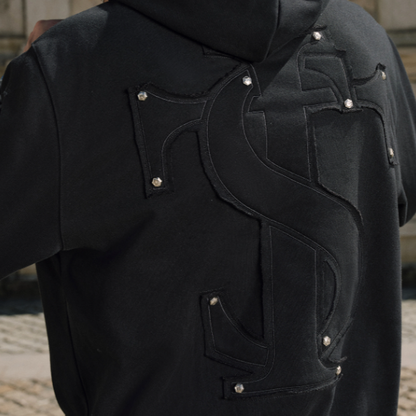 VINTAGE STUDDED HOODIE JACKET I-0049