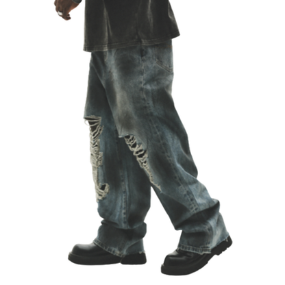 DISTRESSED LOOSE JEANS I-0014