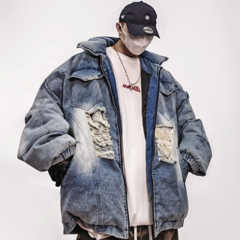HIP-HOP DENIM DOWN JACKET I-0197