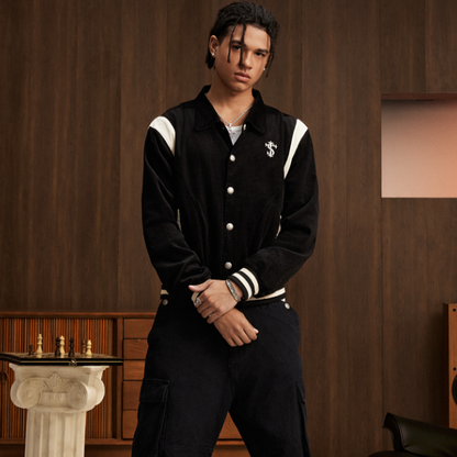 PATCHWORK CORDUROY BASEBALL JACKET I-0053