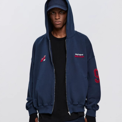 RETRO EMBROIDERED HOODED JACKET I-0066