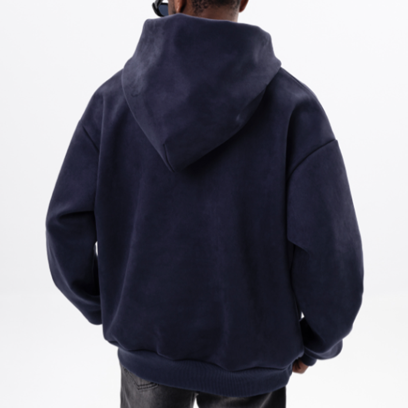 RETRO SUEDE HOODED SWEATSHIRT I-0044