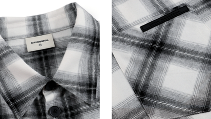 PLAID SPLICE LONG SLEEVE SHIRT I-0084