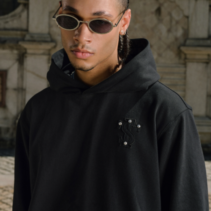 VINTAGE STUDDED HOODIE JACKET I-0049