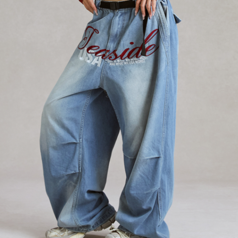 EMBROIDERED WIDE LEG DANCE PANTS I-0143