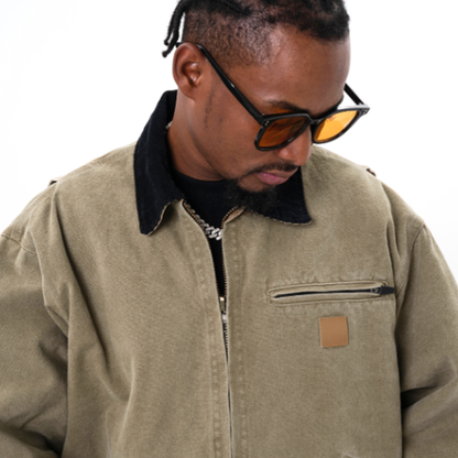 VINTAGE PLUSH LAPEL DENIM JACKET I-0045