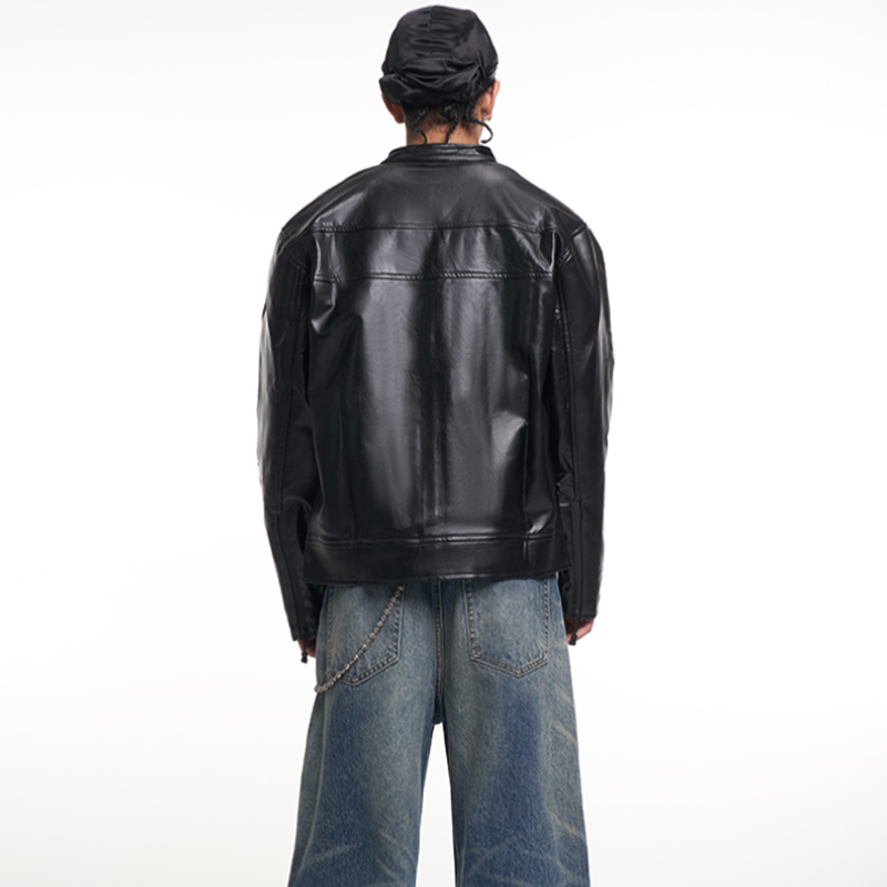 RETRO BIKER LEATHER JACKET I-0138