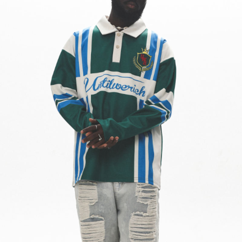 COLOR BLOCK LONG SLEEVE POLO I-0005