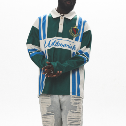 COLOR BLOCK LONG SLEEVE POLO I-0005