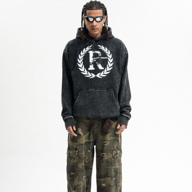 VINTAGE STYLE HOODED SWEATSHIRT I-0155