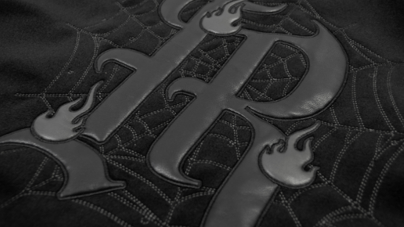 EMBROIDERED BLACK BASEBALL JACKET I-0057