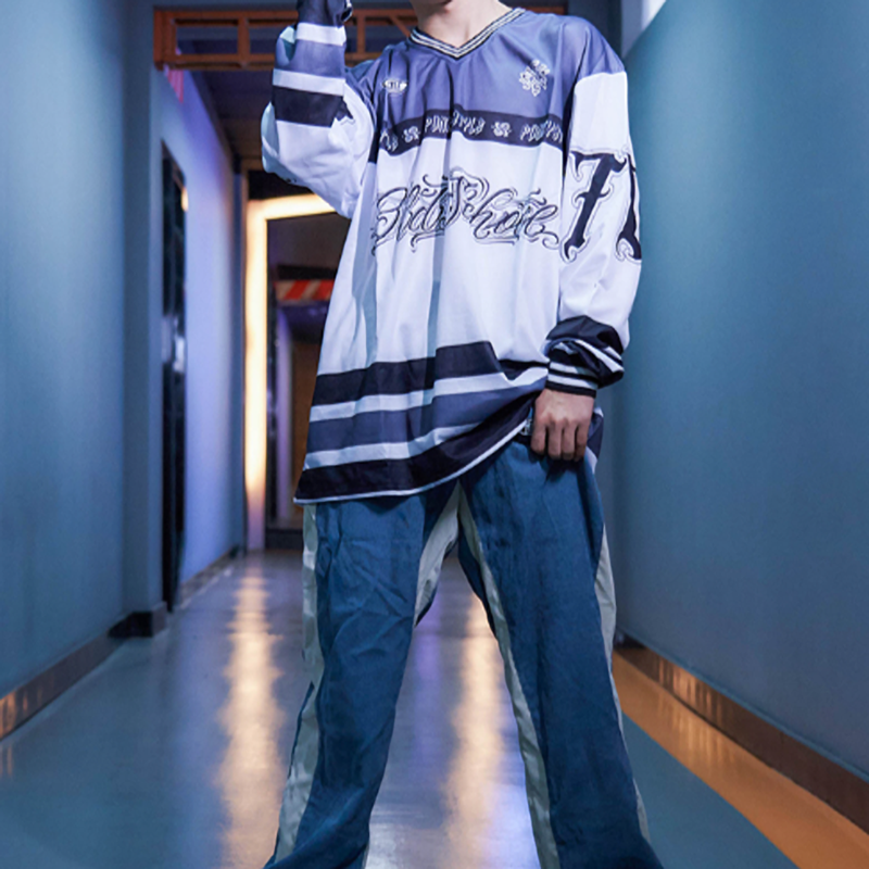 FUNKY HIP-HOP RUGBY LONG SLEEVE TEE I-0110