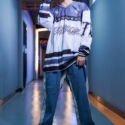 FUNKY HIP-HOP RUGBY LONG SLEEVE TEE I-0110