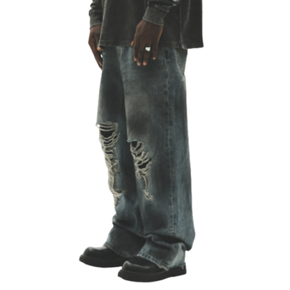 DISTRESSED LOOSE JEANS I-0014