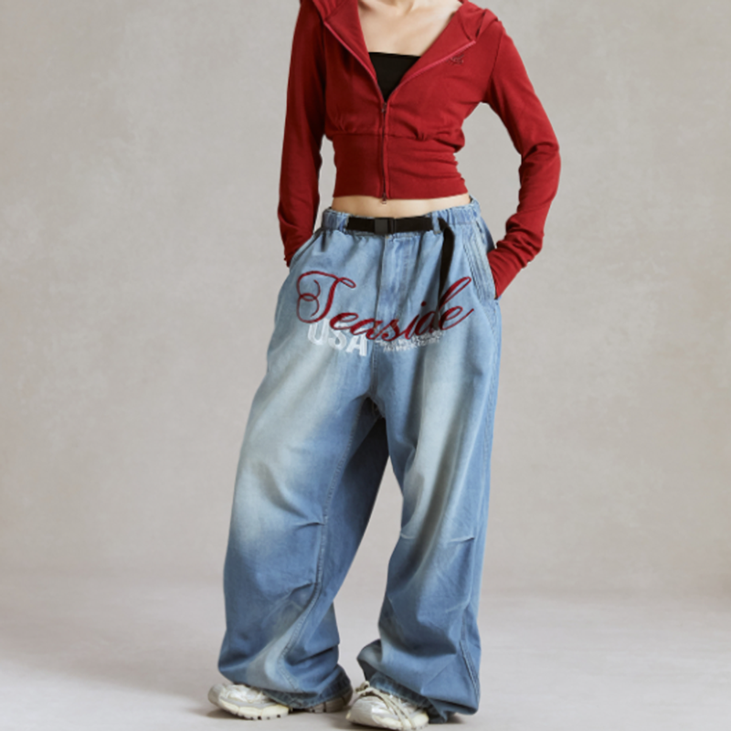 EMBROIDERED WIDE LEG DANCE PANTS I-0143