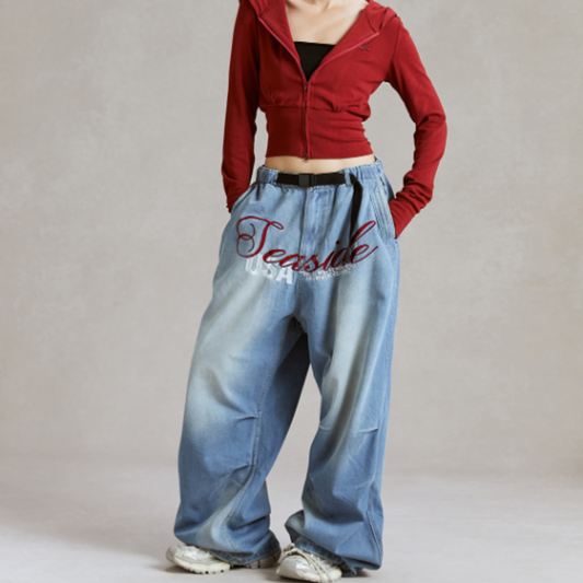 EMBROIDERED WIDE LEG DANCE PANTS I-0143