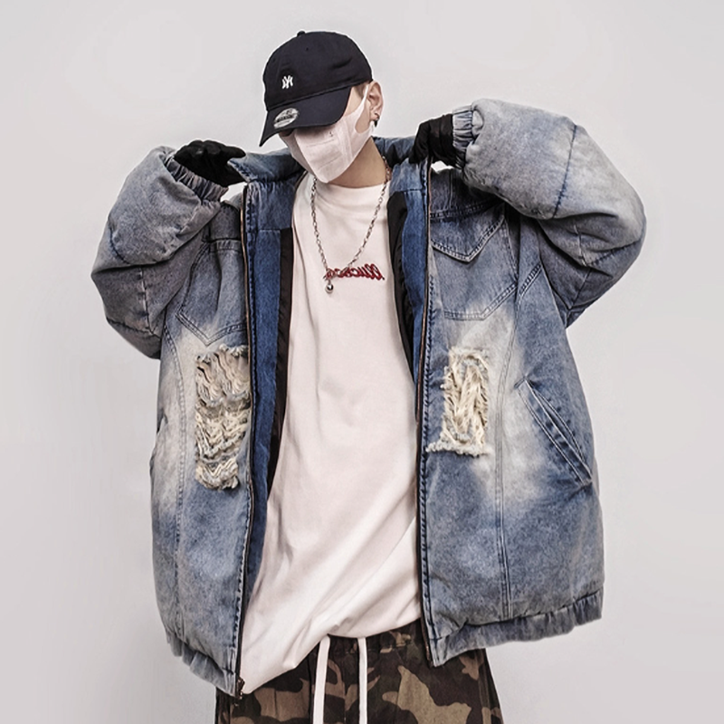 HIP-HOP DENIM DOWN JACKET I-0197