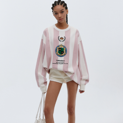 RETRO STRIPED PULLOVER TOP I-0095