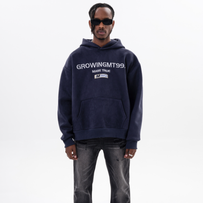 RETRO SUEDE HOODED SWEATSHIRT I-0044